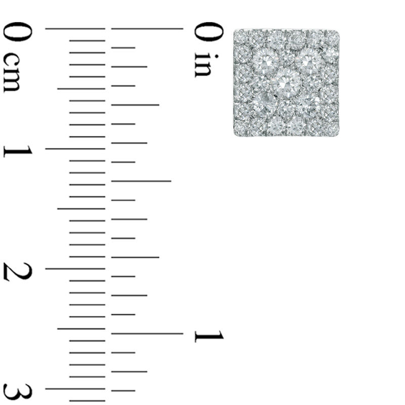 Main Image 2 of Previously Owned - 1/2 CT. T.W. Diamond Square Cluster Stud Earrings in 10K White Gold