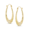 Thumbnail Image 1 of Previously Owned - Textured Swirl Hoop Earrings in 14K Gold