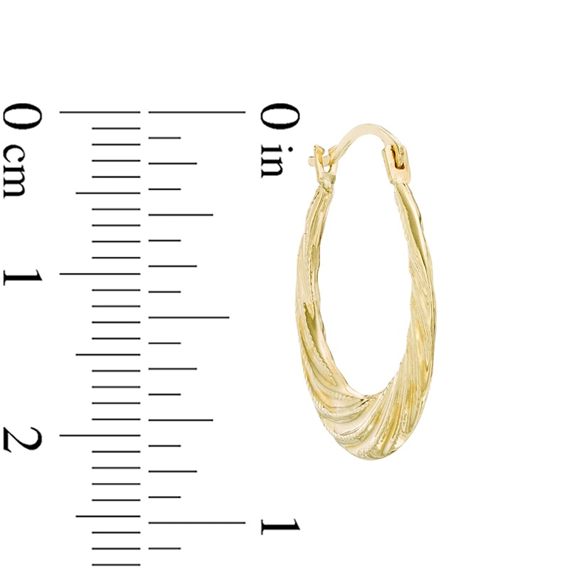 Main Image 2 of Previously Owned - Textured Swirl Hoop Earrings in 14K Gold