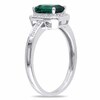Thumbnail Image 1 of Previously Owned - Emerald-Cut Lab-Created Emerald and Diamond Accent Ring in 10K White Gold