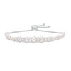 Thumbnail Image 1 of Previously Owned-Freshwater Cultured Pearl and Lab-Created White Sapphire Bolo Bracelet in Sterling Silver-9.0"