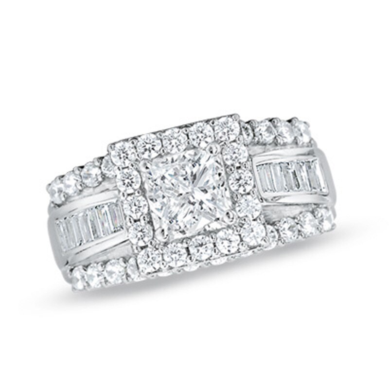 Previously Owned - 1 CT. T.W. Princess-Cut Diamond Frame Engagement Ring in 14K White Gold