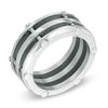 Thumbnail Image 1 of Previously Owned - Men's 10.0mm Comfort Fit Riveted Stainless Steel and Black IP Wedding Band