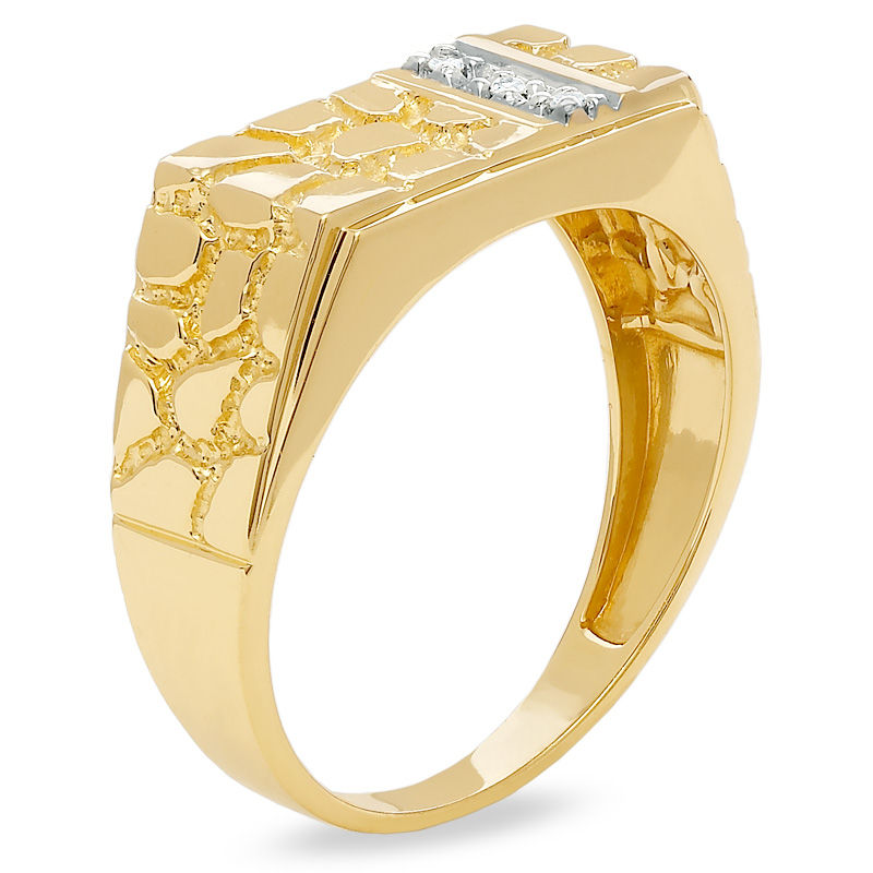 Previously Owned - Men's Diamond Accent Rectangle Nugget Ring in 10K Gold