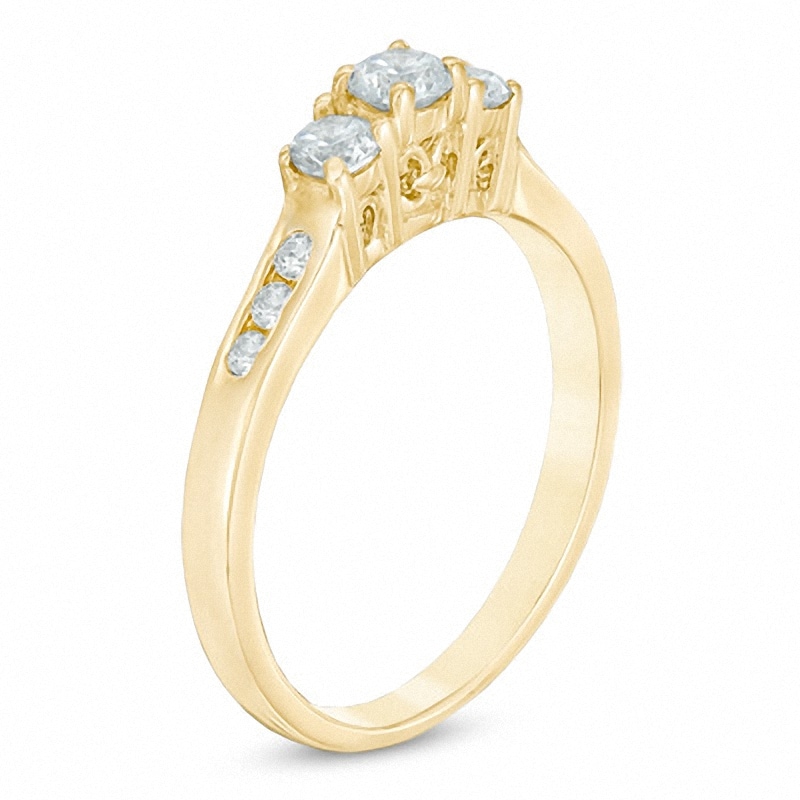 Main Image 2 of Previously Owned - 1/2 CT. T.W. Diamond Past Present Future® Ring in 14K Gold
