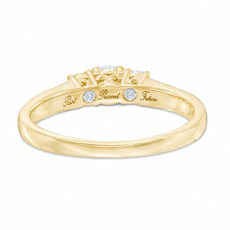 Main Image 3 of Previously Owned - 1/2 CT. T.W. Diamond Past Present Future® Ring in 14K Gold
