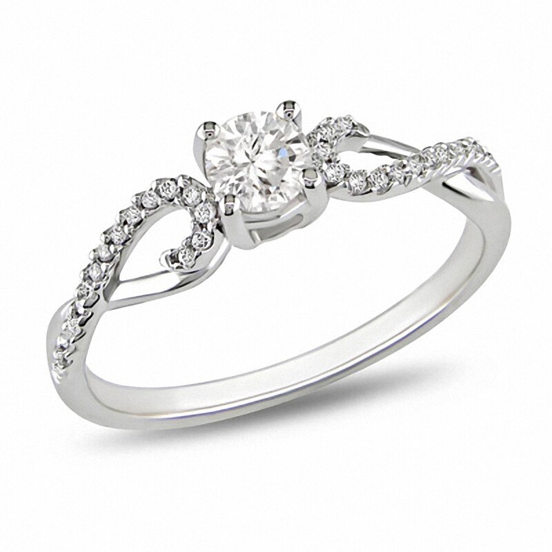 Main Image 1 of Previously Owned - 3/8 CT. T.W. Diamond Twine Engagement Ring in 10K White Gold
