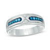 Thumbnail Image 0 of Previously Owned - Men's 1/6 CT. T.W. Enhanced Blue and White Diamond Wedding Band in Sterling Silver