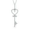 Thumbnail Image 1 of Previously Owned - 1/8 CT. T.W. Diamond Heart-Top Key Pendant in 10K White Gold