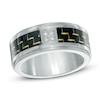 Thumbnail Image 0 of Previously Owned - Men's Quad Diamond Accent Carbon Fiber Comfort Fit Wedding Band in Stainless Steel