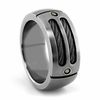 Thumbnail Image 1 of Previously Owned - Cable Sport by Edward Mirell Men's 9.5mm Grey Titanium Double Cable Ring with Black Spinel