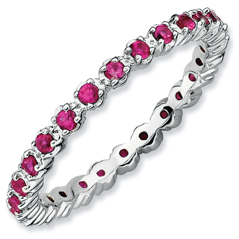 Previously Owned - Stackable Expressions™ Lab-Created Ruby Eternity Band in Sterling Silver