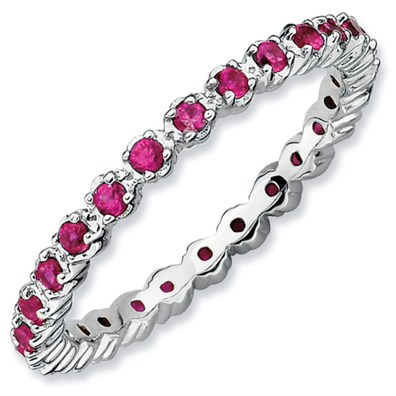 Main Image 1 of Previously Owned - Stackable Expressions™ Lab-Created Ruby Eternity Band in Sterling Silver