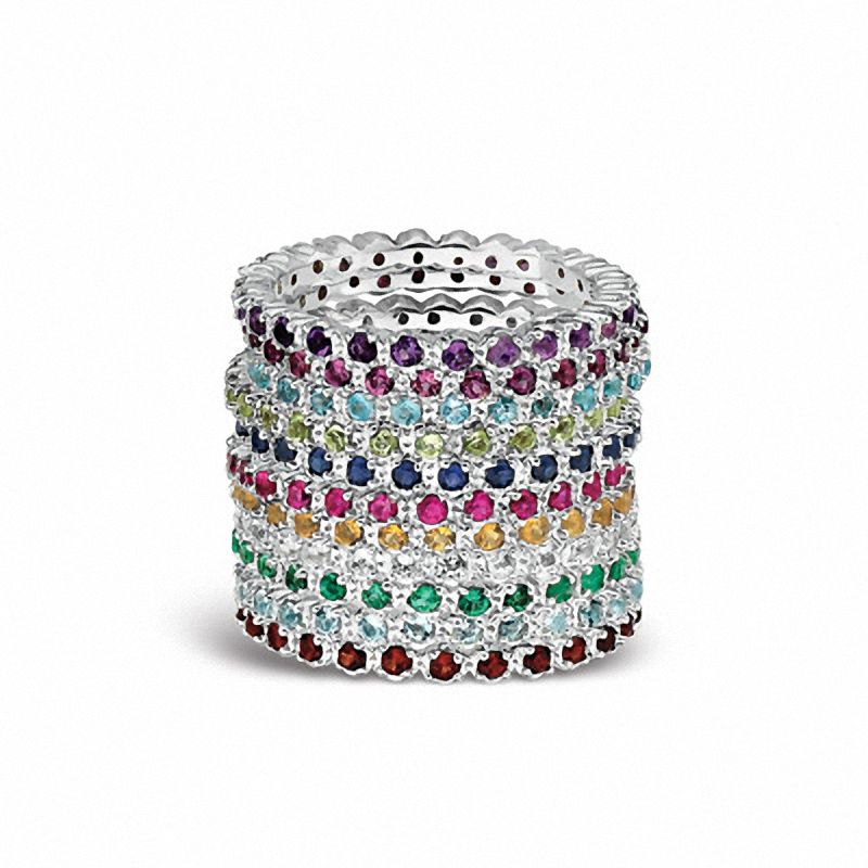 Main Image 2 of Previously Owned - Stackable Expressions™ Lab-Created Ruby Eternity Band in Sterling Silver