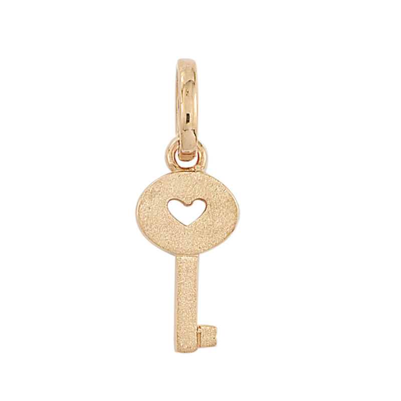 Main Image 1 of Previously Owned - Personality Charms Key Charm with Heart Cutout in Sterling Silver with Rose Rhodium