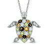 Thumbnail Image 0 of Previously Owned - Multi-Gemstone and White Topaz Turtle Pendant in Sterling Silver