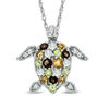 Thumbnail Image 1 of Previously Owned - Multi-Gemstone and White Topaz Turtle Pendant in Sterling Silver