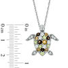 Thumbnail Image 1 of Previously Owned - Multi-Gemstone and White Topaz Turtle Pendant in Sterling Silver
