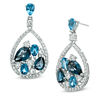 Thumbnail Image 1 of Previously Owned - Multi-Shaped Blue and White Topaz Drop Earrings in Sterling Silver