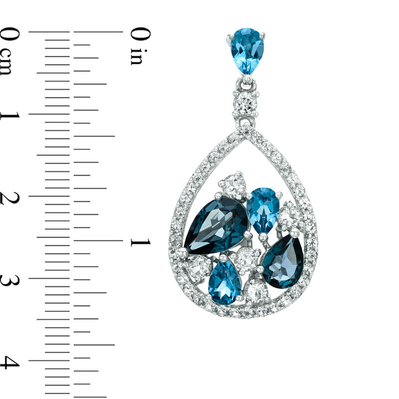 Main Image 2 of Previously Owned - Multi-Shaped Blue and White Topaz Drop Earrings in Sterling Silver