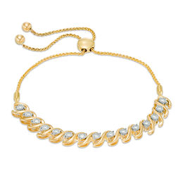 Previously Owned - 1/2 CT. T.W. Diamond &quot;S&quot; Bar Bolo Bracelet in 10K Gold - 9.5&quot;