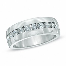Previously Owned - Men's 1 CT. T.W. Channel Set Diamond Wedding Band in 14K White Gold