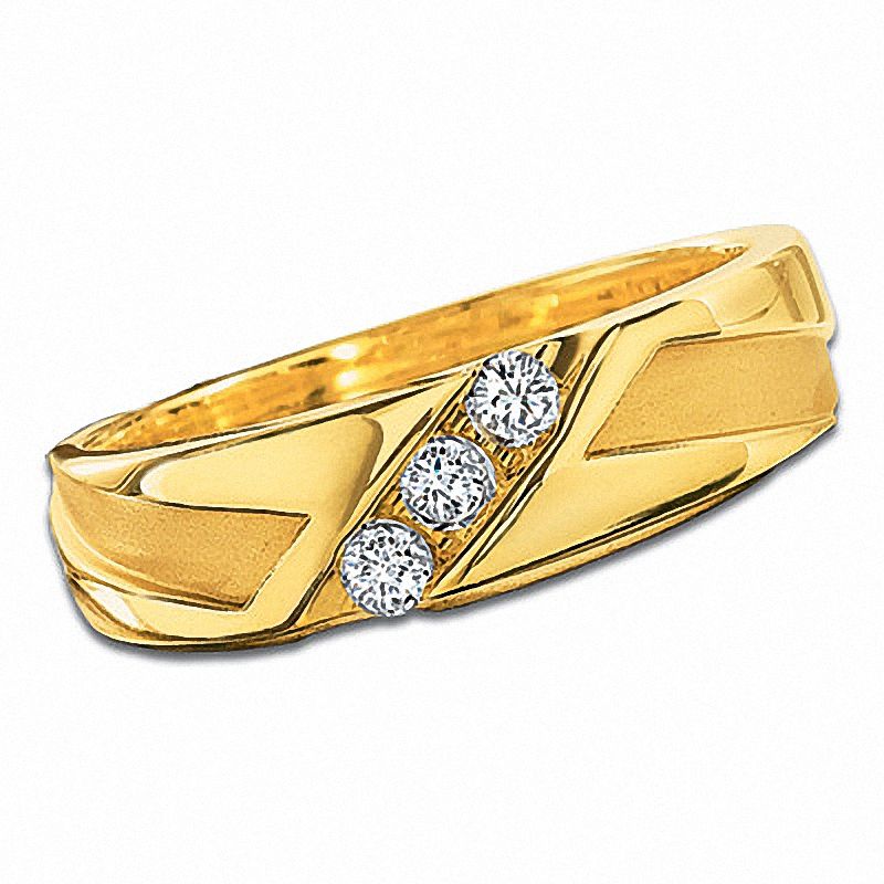 Previously Owned - Men's 1/4 CT. T.W. Diamond Three Stone Band in 10K Gold