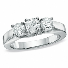 Previously Owned - 1 CT. T.W. Diamond Three Stone Ring in 14K White Gold