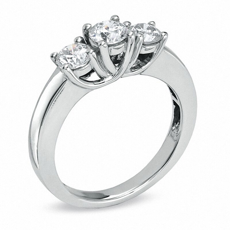 Main Image 2 of Previously Owned - 1 CT. T.W. Diamond Three Stone Ring in 14K White Gold