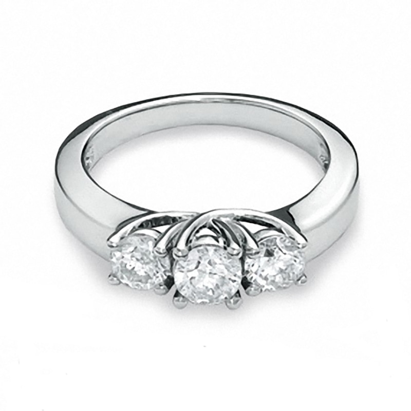 Main Image 3 of Previously Owned - 1 CT. T.W. Diamond Three Stone Ring in 14K White Gold
