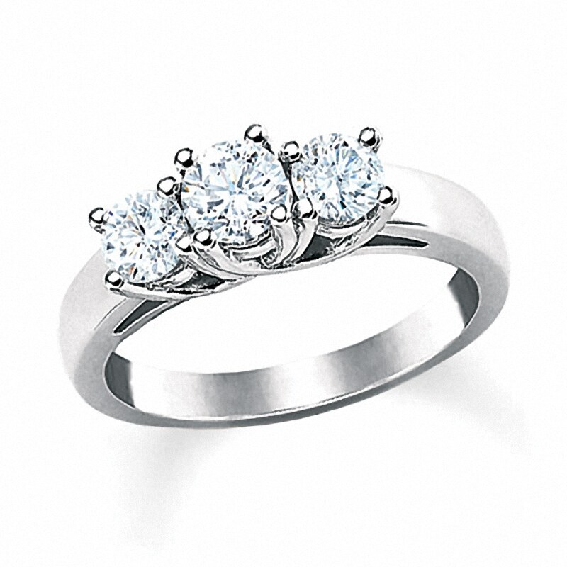 Main Image 1 of Previously Owned - 1-1/4 CT. T.W. Diamond Three Stone Ring in 14K White Gold