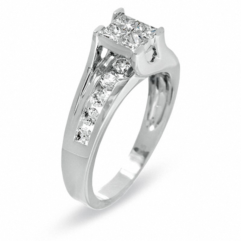Main Image 2 of Previously Owned - 1 CT. T.W. Quad Princess Diamond Ring in 14K White Gold