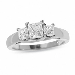 Previously Owned - 1 CT. T.W. Princess-Cut Diamond Three Stone Ring in 14K White Gold