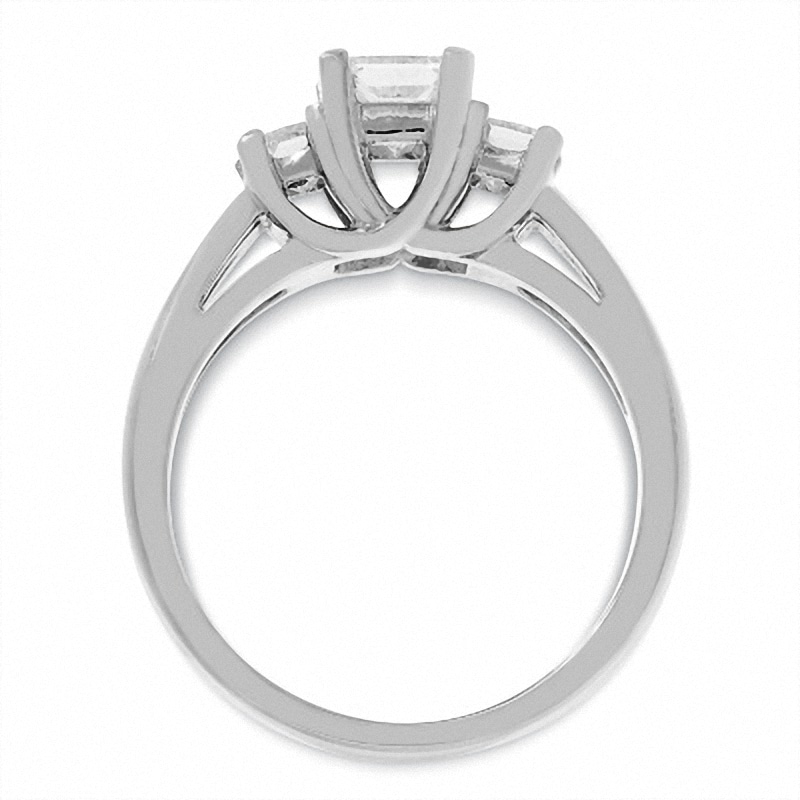 Main Image 3 of Previously Owned - 1 CT. T.W. Princess-Cut Diamond Three Stone Ring in 14K White Gold