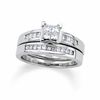 Thumbnail Image 1 of Previously Owned - 1-1/2 CT. T.W. Quad Princess-Cut Diamond Bridal Set in 14K White Gold