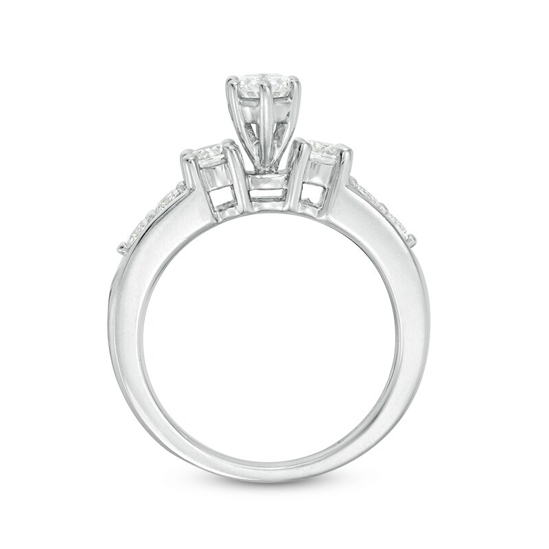 Main Image 5 of Previously Owned - 2 CT. T.W. Diamond Three Stone Bridal Set in 14K White Gold