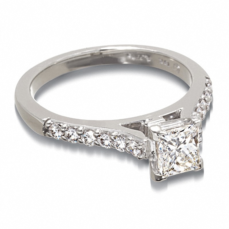 Previously Owned - 1 CT. T.W. Colorless Princess-Cut Diamond Solitaire Engagement Ring in 18K White Gold