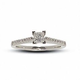 Previously Owned - 1/2 CT. T.W. Colourless Princess-Cut Diamond Solitaire Engagement Ring in 18K White Gold