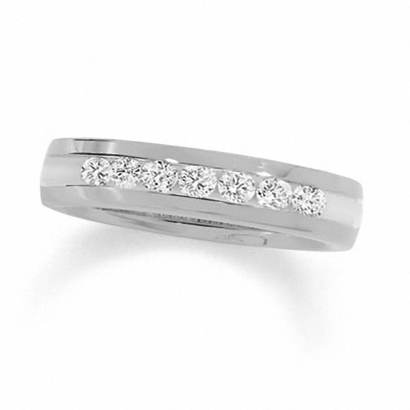 Main Image 1 of Previously Owned - 1/4 CT. T.W. Channel Set Diamond Wedding Band in 14K White Gold