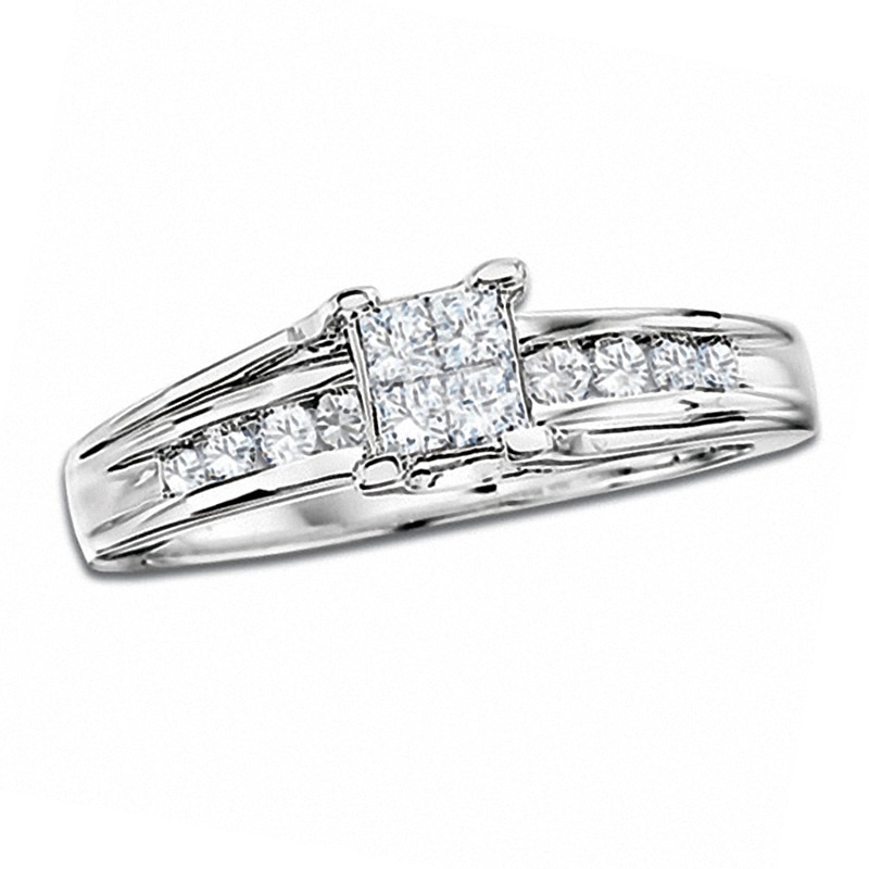 Previously Owned - 1/2 CT. T.W. Quad Princess Diamond Ring in 14K White Gold