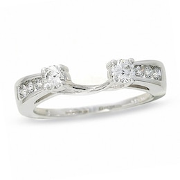 Previously Owned - 1/2 CT. T.W. Four-Stone Diamond Pinched Wrap Solitaire Enhancer in 14K White Gold