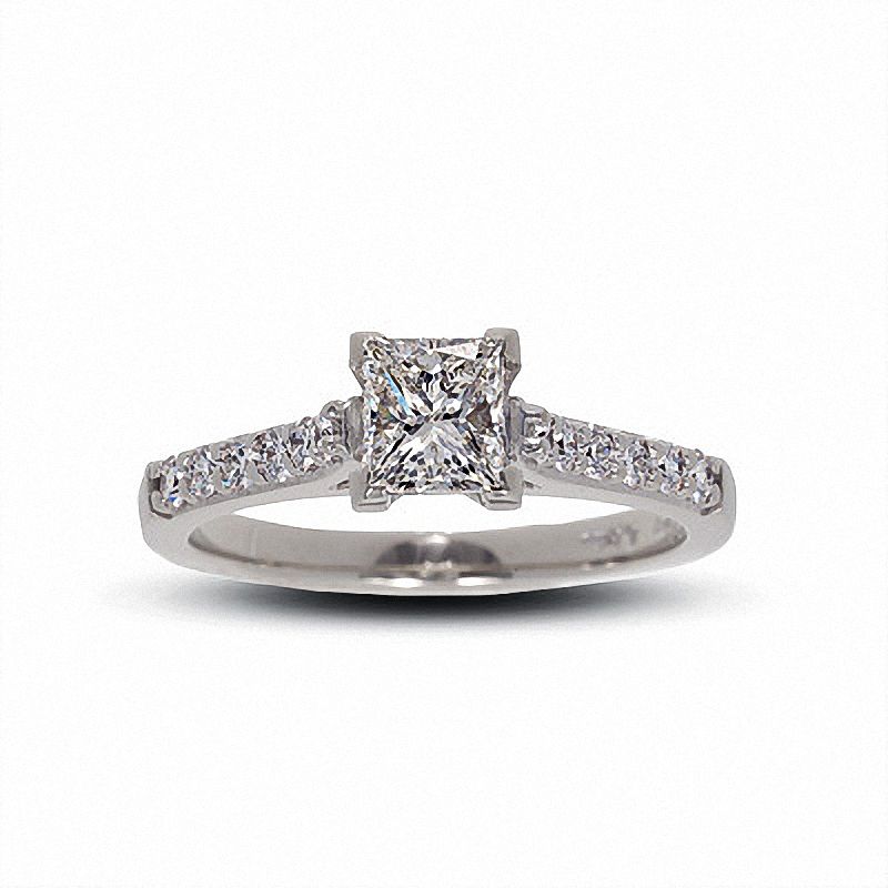 Previously Owned - 1 CT. T.W. Certified Colorless Princess-Cut Diamond Solitaire Engagement Ring in 18K White Gold