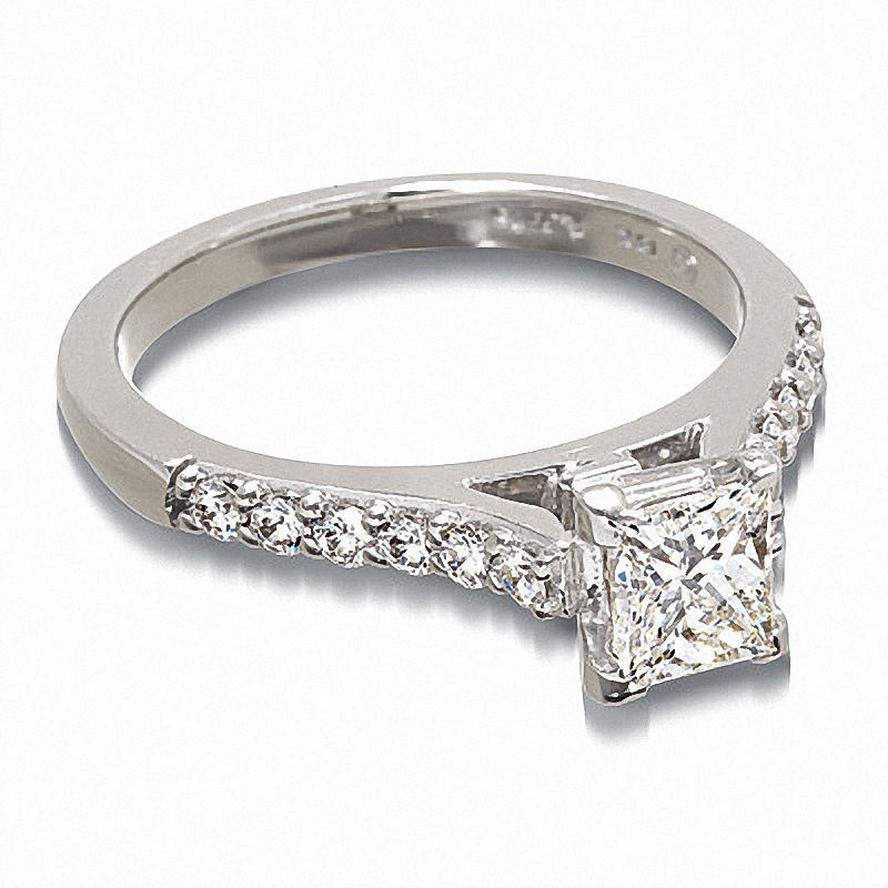 Previously Owned - 1 CT. T.W. Certified Colorless Princess-Cut Diamond Solitaire Engagement Ring in 18K White Gold