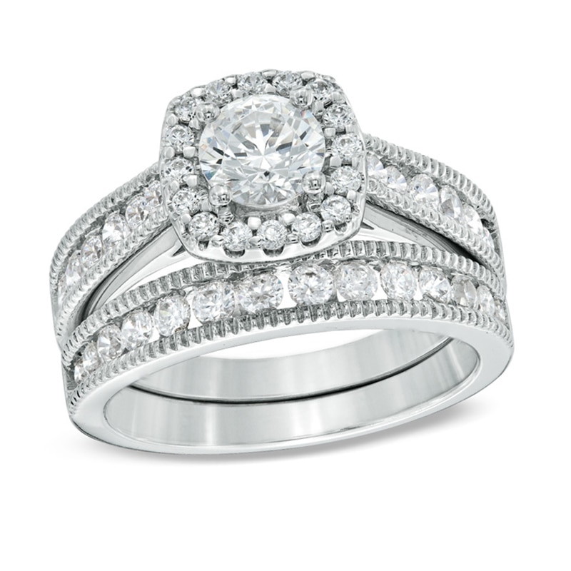 Previously Owned - Celebration Grand® 1-1/2 CT. T.W. Diamond Frame Bridal Set in 14K White Gold (H-I/I1)