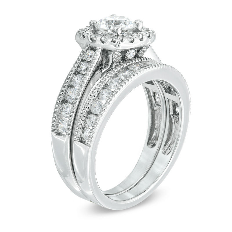 Previously Owned - Celebration Grand® 1-1/2 CT. T.W. Diamond Frame Bridal Set in 14K White Gold (H-I/I1)