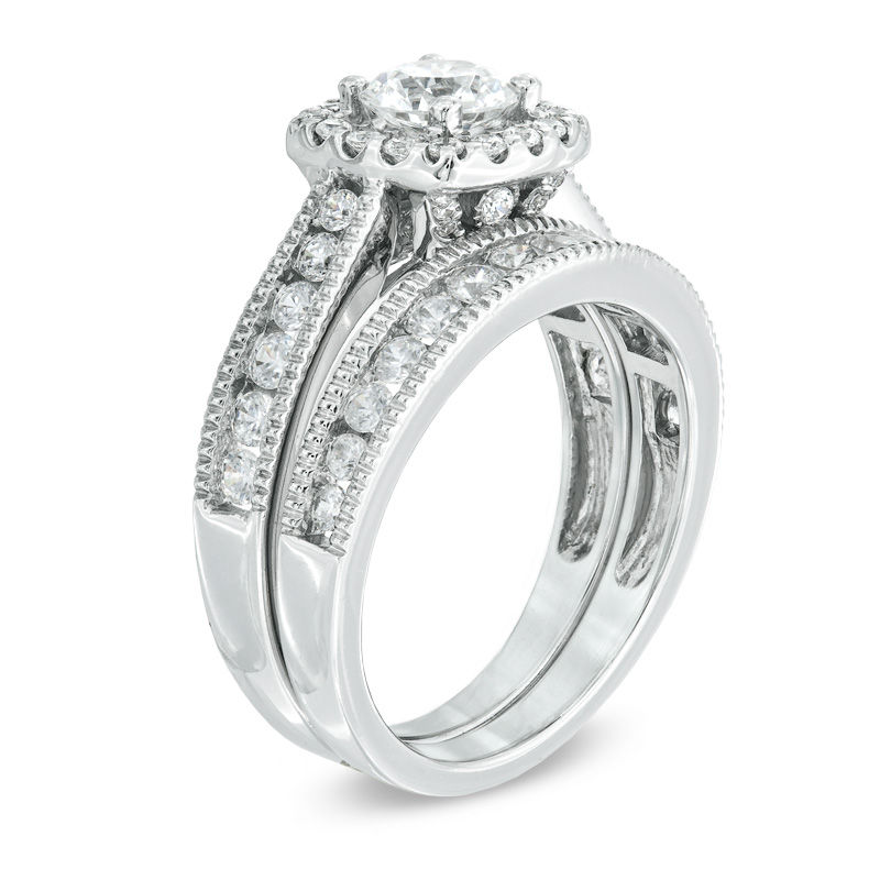 Main Image 2 of Previously Owned - Celebration Grand® 1-1/2 CT. T.W. Diamond Frame Bridal Set in 14K White Gold (H-I/I1)