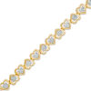Thumbnail Image 1 of Previously Owned - Diamond Accent Heart Link Bracelet in Sterling Silver with 14K Gold Plate - 7.25"