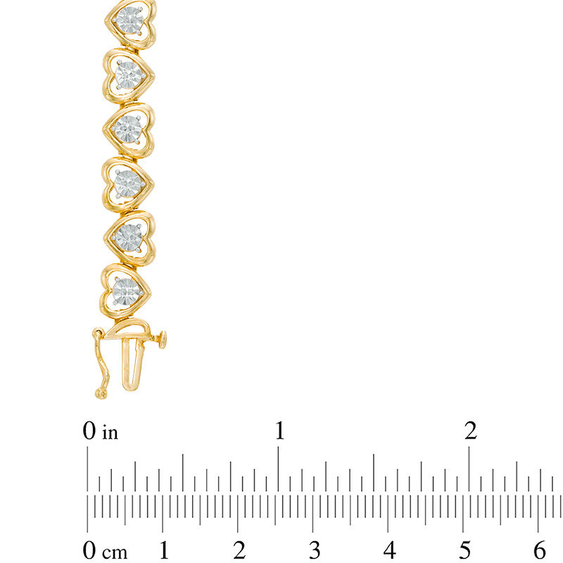 Main Image 2 of Previously Owned - Diamond Accent Heart Link Bracelet in Sterling Silver with 14K Gold Plate - 7.25"