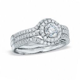 Previously Owned - 1 CT. T.W. Diamond Bridal Set in 14K White Gold