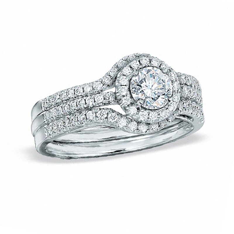 Main Image 1 of Previously Owned - 1 CT. T.W. Diamond Bridal Set in 14K White Gold